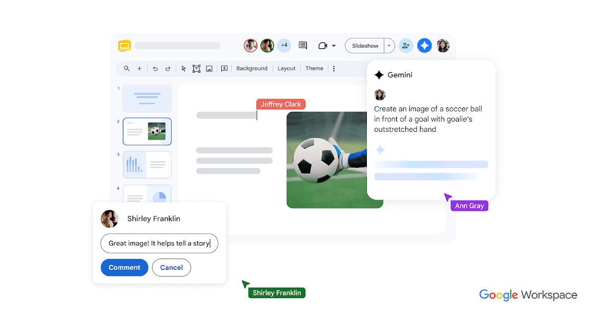 Google Slides with Gemini drafting slides inside Google Workspace