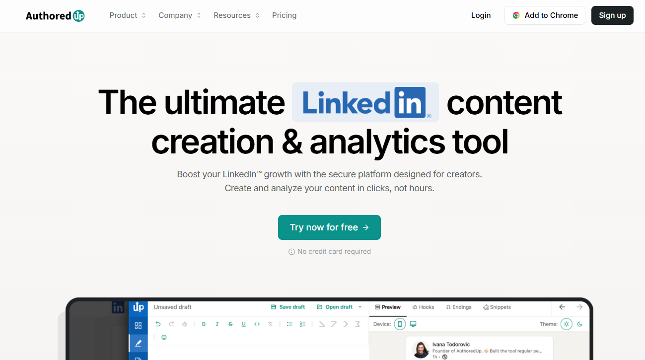 AuthoredUp LinkedIn post editor extension