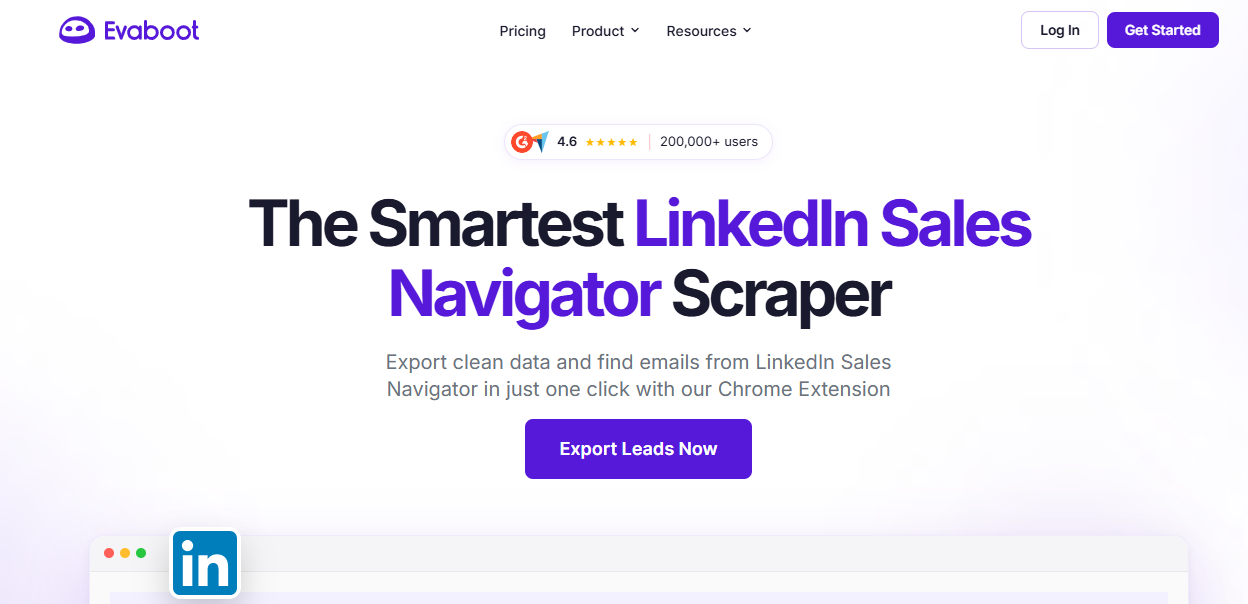 Evaboot Sales Navigator lead export extension