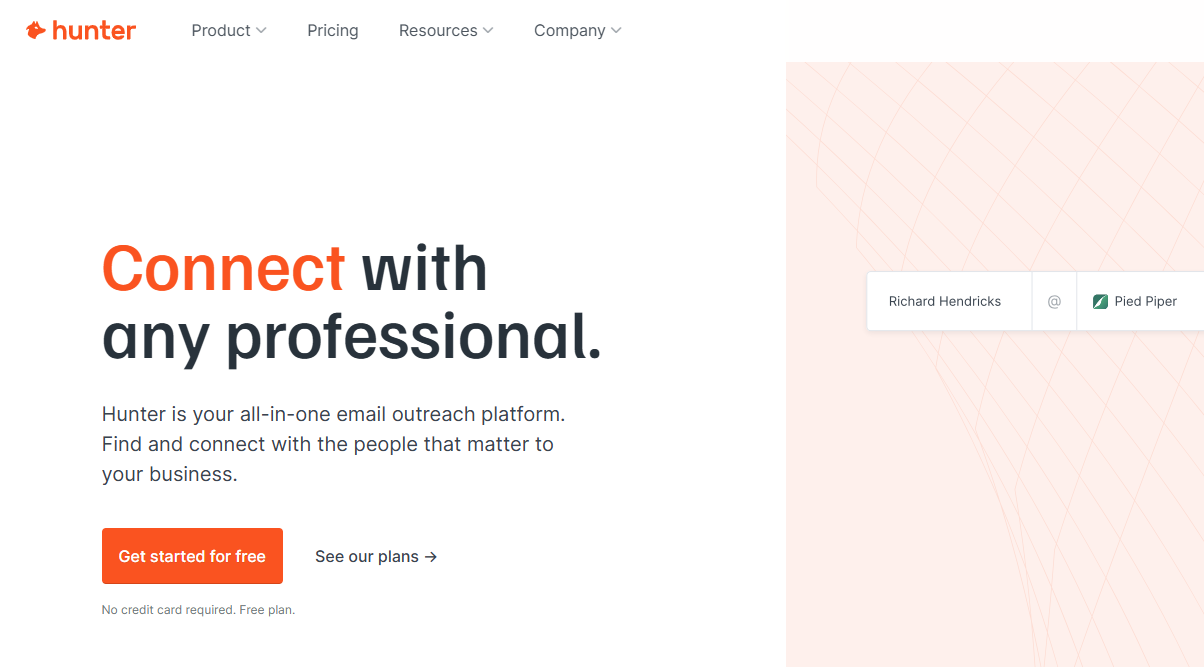 Hunter.io email finder extension