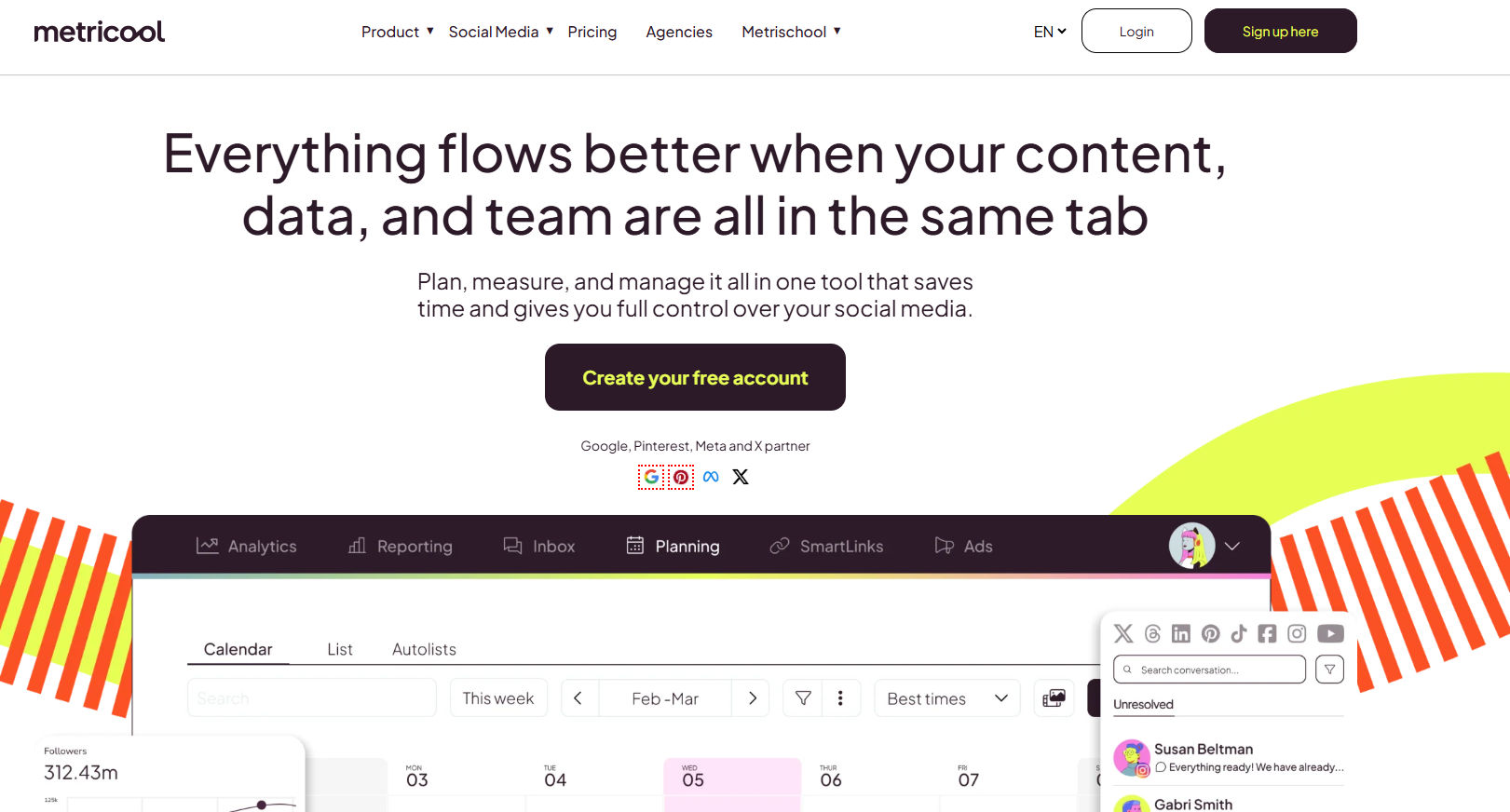 Metricool scheduling and analytics tool
