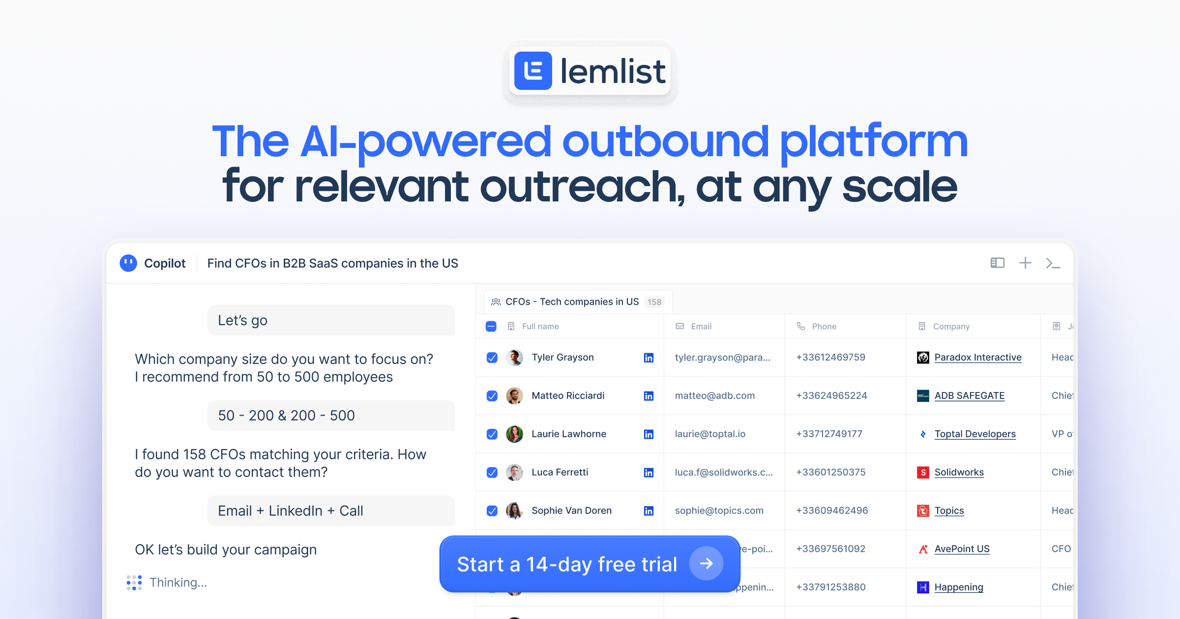 Lemlist multi-channel outreach platform