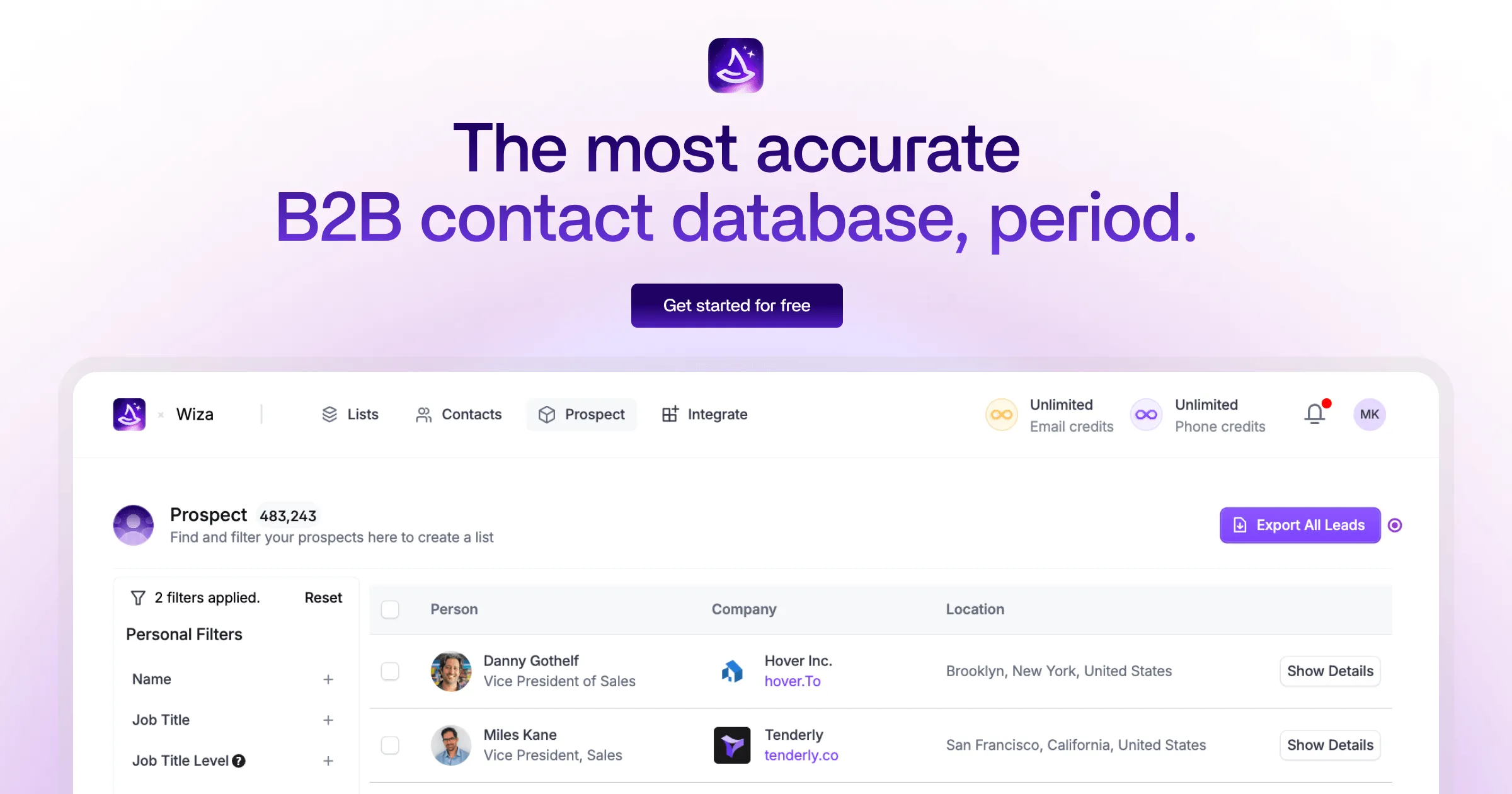 Wiza LinkedIn contact data extraction tool
